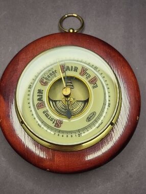 Stellar Works Mahogany and Gold Wall Barometer